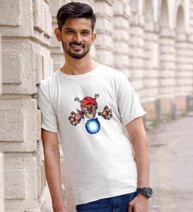 Magician White Round Neck Cotton Half Sleeved Men's T-Shirt with Printed Graphics