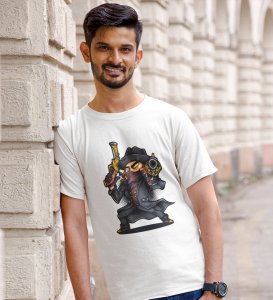 Vampire Hunter White Round Neck Cotton Half Sleeved Men's T-Shirt with Printed Graphics