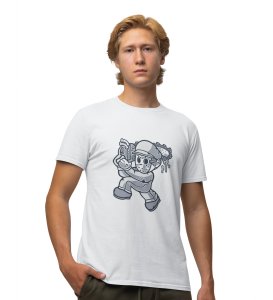 The Killer White Round Neck Cotton Half Sleeved Men's T-Shirt with Printed Graphics