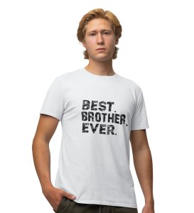 Finest Brother White Round Neck Cotton Half Sleeved Men's T-Shirt with Printed Graphics