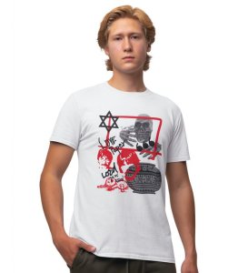 Acid Life White Printed Round Neck T Shirt for Men
