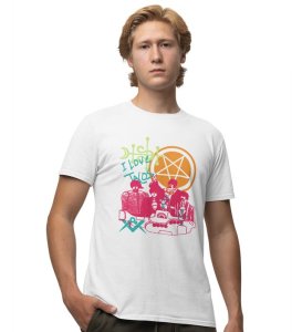 Hot Tacos Printed Round White Neck T-Shirt for Men