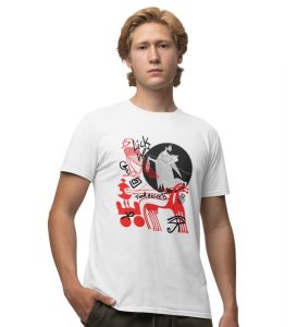 Her Secrets Printed White Round Neck T-Shirt for Men