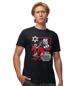 Acid Life Black Printed Round Neck TShirt for Men