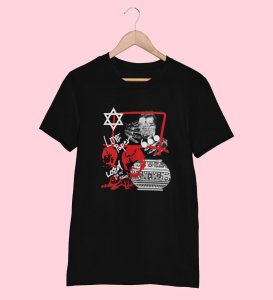 Acid Life Black Printed Round Neck TShirt for Men