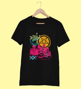 Hot Tacos Printed Round Black Neck TShirt for Men