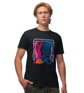 The Magician Round Neck Half Sleeves Black Printed Graphic T Shirt