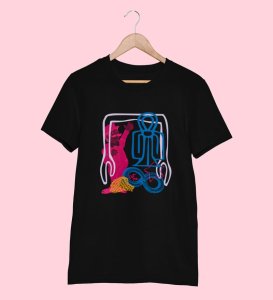 The Magician Round Neck Half Sleeves Black Printed Graphic T Shirt