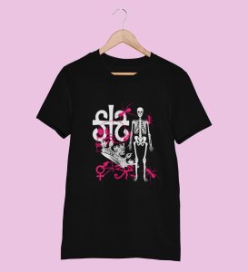 Dark Crown Round Neck Half Sleeves Black Printed Graphic T Shirt