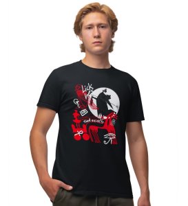 Her Secrets Printed Black Round Neck TShirt for Men