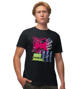 Sinner Soul Round Neck Half Sleeves Black Printed Graphic T Shirt