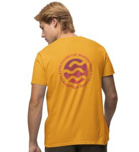 Change Of Success Wings Yellow Round Neck Cotton Half Sleeved Men's T-Shirt with Printed Graphics