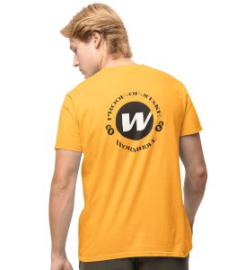 Proof Of StakeWings Yellow Round Neck Cotton Half Sleeved Men's T-Shirt with Printed Graphics