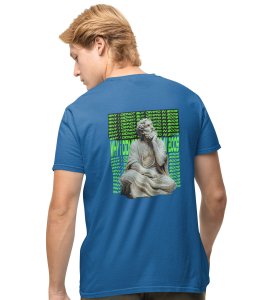 Why The Regret Wings Blue Round Neck Cotton Half Sleeved Mens TShirt with Printed Graphics