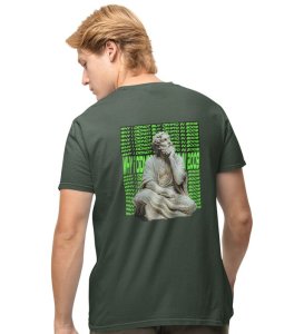 Why? The Regret Wings Green Round Neck Cotton Half Sleeved Men's T-Shirt with Printed Graphics