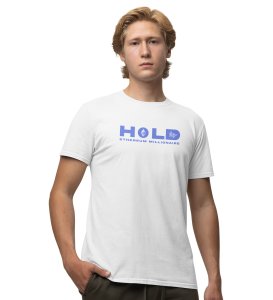Hold Wings White Round Neck Cotton Half Sleeved Mens TShirt with Printed Graphics