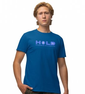 Hold Wings Blue Round Neck Cotton Half Sleeved Mens TShirt with Printed Graphics