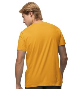 Hold Me! Wings Yellow Round Neck Cotton Half Sleeved Men's T-Shirt with Printed Graphics