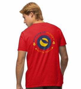 Future Of Money Wings Red Round Neck Cotton Half Sleeved Men's T-Shirt with Printed Graphics