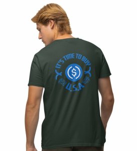 Time To Buy Wings Green Round Neck Cotton Half Sleeved Men's T-Shirt with Printed Graphics