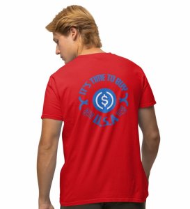 Time To Buy Wings Red Round Neck Cotton Half Sleeved Men's T-Shirt with Printed Graphics