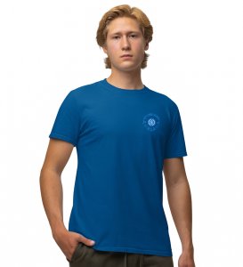 Time To Buy Wings Blue Round Neck Cotton Half Sleeved Men's T Shirt with Printed Graphics