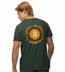 I Am Rich  Wings Green Round Neck Cotton Half Sleeved Men's T Shirt with Printed Graphics