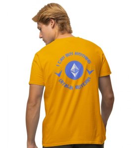 I Am Rich  Wings Yellow Round Neck Cotton Half Sleeved Men's T Shirt with Printed Graphics