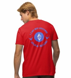 I Can Buy Anything Wings Red Round Neck Cotton Half Sleeved Men's T Shirt with Printed Graphics