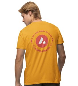 Money Of 2025 Wings Yellow Round Neck Cotton Half Sleeved Men's T Shirt with Printed Graphics