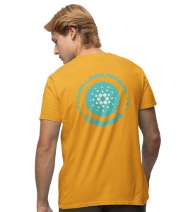 Promise Of Cardano Wings Yellow Round Neck Cotton Half Sleeved Men's T Shirt with Printed Graphics