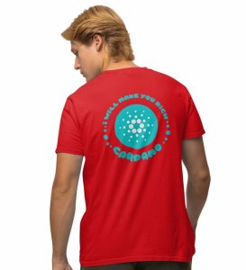 Promise Of Cardano Wings Red Round Neck Cotton Half Sleeved Men's T Shirt with Printed Graphics