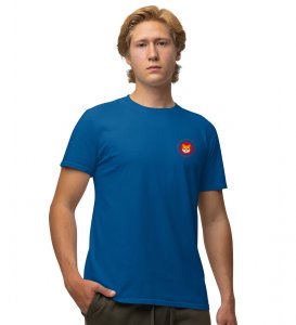 Just Buy Wings Blue Round Neck Cotton Half Sleeved Men's T Shirt with Printed Graphics