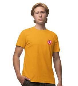 Killer Of Wallet Wings Yellow Round Neck Cotton Half Sleeved Men's T Shirt with Printed Graphics