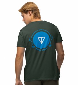 Telegram Open Network Wings Green Round Neck Cotton Half Sleeved Men's T Shirt with Printed Graphics