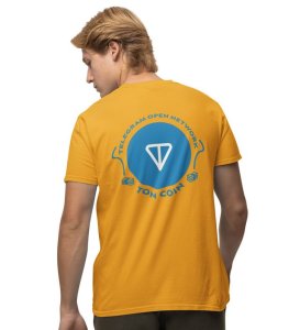 Telegram Open Network Wings Yellow Round Neck Cotton Half Sleeved Men's T Shirt with Printed Graphics