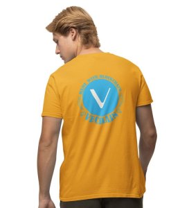 Vigor Vechain Wings Yellow Round Neck Cotton Half Sleeved Men's T Shirt with Printed Graphics