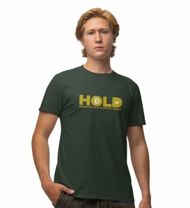 Declaration Of Dogecoin Wings Green Round Neck Cotton Half Sleeved Men's T Shirt with Printed Graphics