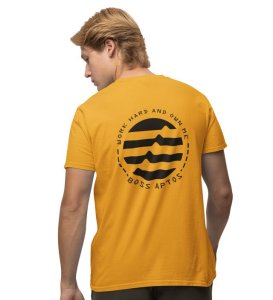 Own Me Wings Yellow Round Neck Cotton Half Sleeved Men's T Shirt with Printed Graphics
