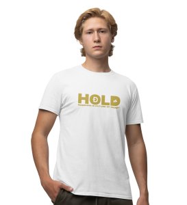 Declaration Of Dogecoin Wings White Round Neck Cotton Half Sleeved Men's T Shirt with Printed Graphics