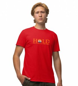 You Hand Your Future Wings Red Round Neck Cotton Half Sleeved Men's T Shirt with Printed Graphics