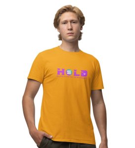 Way Of Billionaire Wings Yellow Round Neck Cotton Half Sleeved Men's T Shirt with Printed Graphics