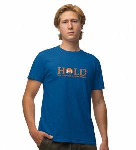 You Hand Your Future Wings Blue Round Neck Cotton Half Sleeved Men's T Shirt with Printed Graphics
