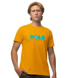 Next Millionaire Wings Yellow Round Neck Cotton Half Sleeved Men's T Shirt with Printed Graphics