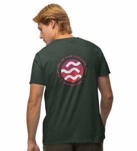 The Future Wings Green Round Neck Cotton Half Sleeved Men's T Shirt with Printed Graphics