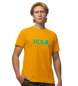 Cash On The Moon Wings Yellow Round Neck Cotton Half Sleeved Men's T Shirt with Printed Graphics