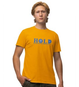 My Retirement Plan Wings Yellow Round Neck Cotton Half Sleeved Men's T Shirt with Printed Graphics