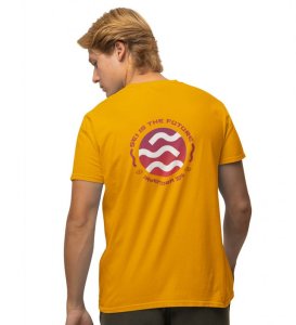 The Future Wings Yellow Round Neck Cotton Half Sleeved Men's T Shirt with Printed Graphics
