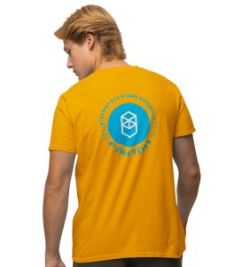 Crypto For Kings Wings Yellow Round Neck Cotton Half Sleeved Men's T Shirt with Printed Graphics
