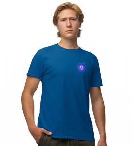 The Graph Token Wings Blue Round Neck Cotton Half Sleeved Men's T Shirt with Printed Graphics
